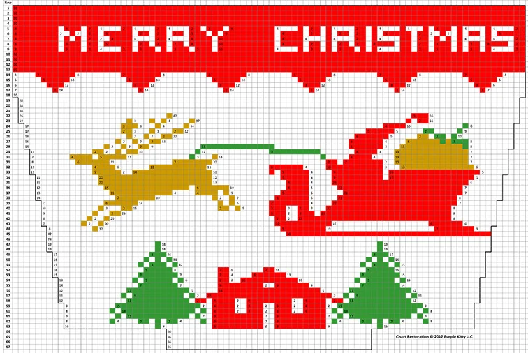 Reindeer and Sleigh Stocking Pattern #9002C chart