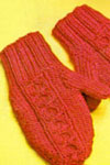 2 needle split cable mittens