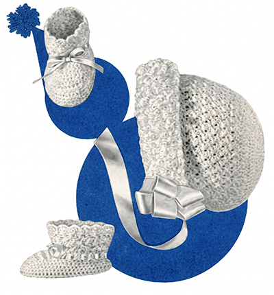 Crocheted Cap and Booties Pattern #3004