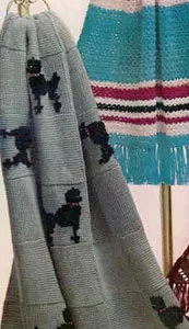 French Poodles Knitted Afghan Pattern #722-3