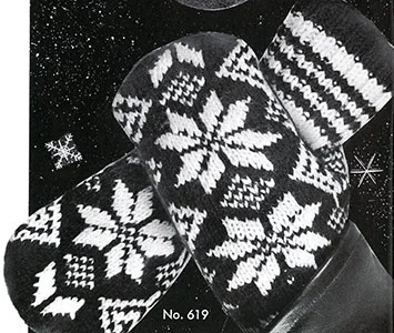 Men's Two-Needle Norwegian Mittens Pattern #619