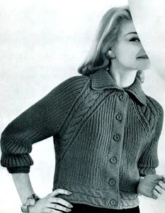 Raglan Cable Jacket Pattern #736-7