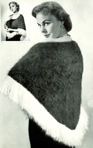 Fringed Angora Triangular Stole