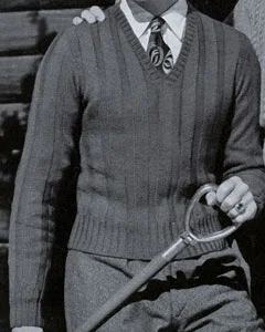 V-Neck  Ribbed Pullover Pattern