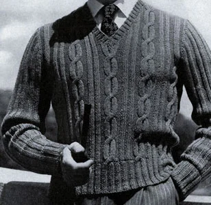Cable Stitch V-Neck Pullover Pattern