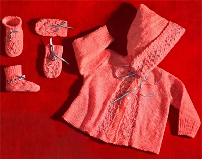 Knitted Sacque with Hood Set #3118